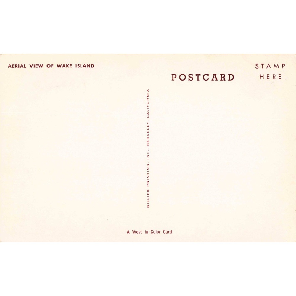 Vintage Aerial View of Wake Island Postcard Gillick Printing Pacific Atoll VG+ - Picture 2 of 2